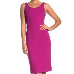 NWT Size 4 Betsey Johnson Crepe Scoop Neck Midi Dress in Berry